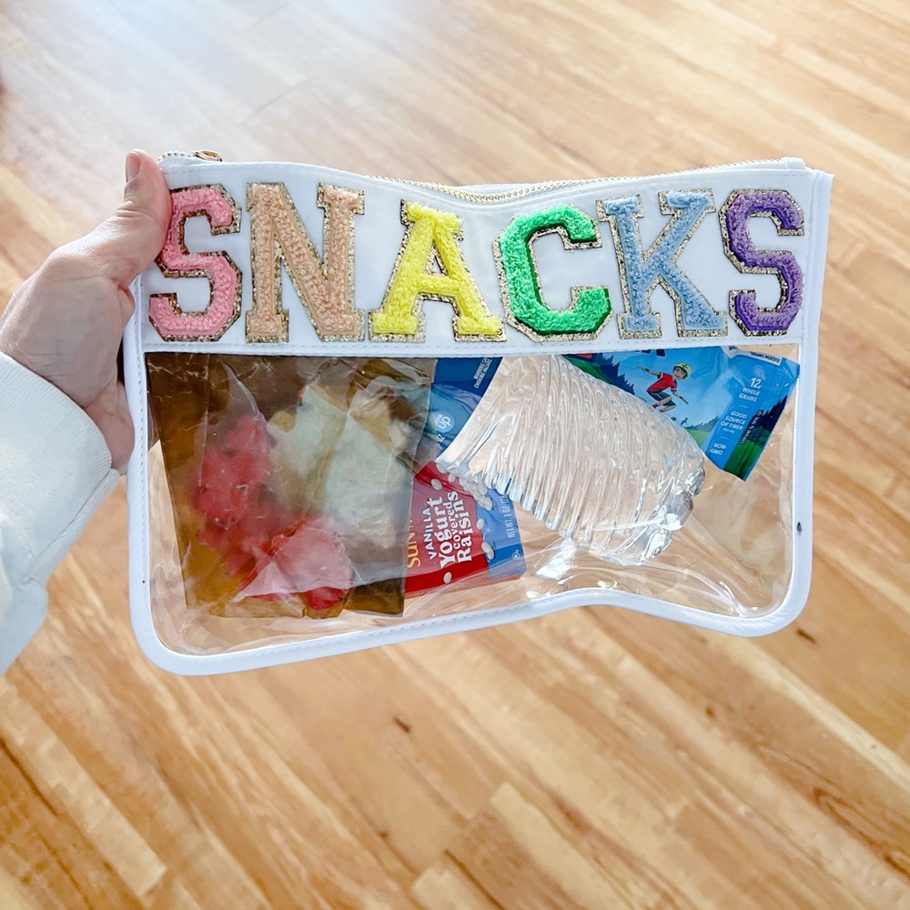 SNACKS varsity letter pouch
